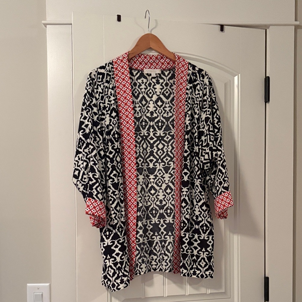Suzanne Betro Black and Red Patterned Blazer